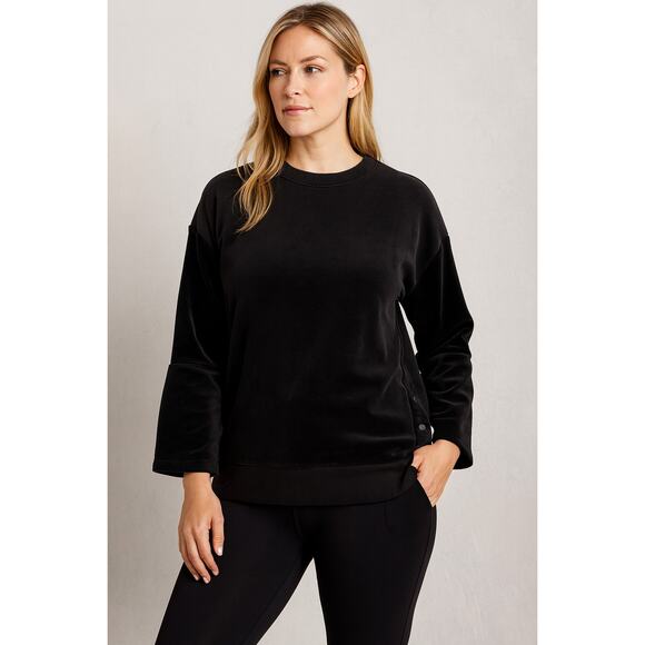Athleta Retroplush Velvet Crewneck Sweatshirt – Black – Size L - Picture 7 of 9